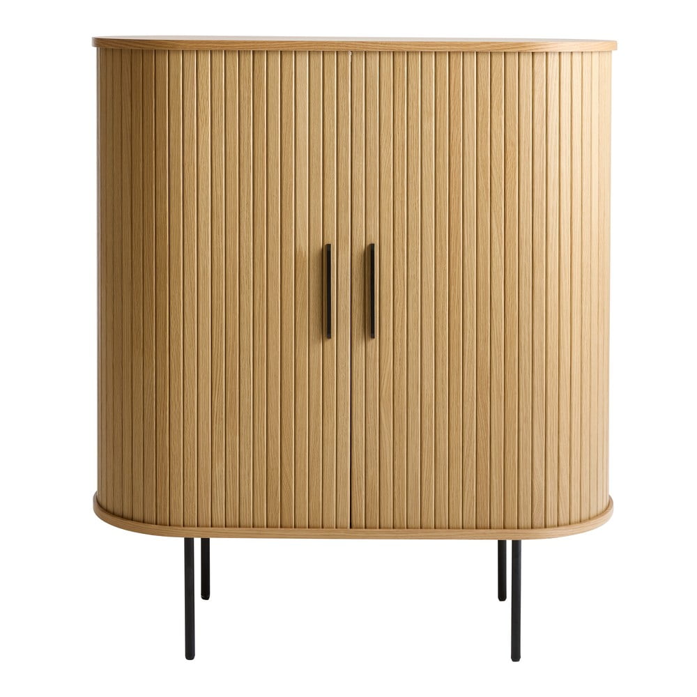 Dulap vinotecă în culoare naturală cu aspect de lemn de stejar cu ușă glisantă 100x118x40 cm Nola – Unique Furniture