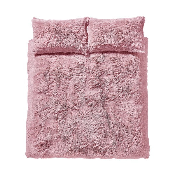 Lenjerie de pat din micropluș Catherine Lansfield Cuddly, 200 x 200 cm, roz