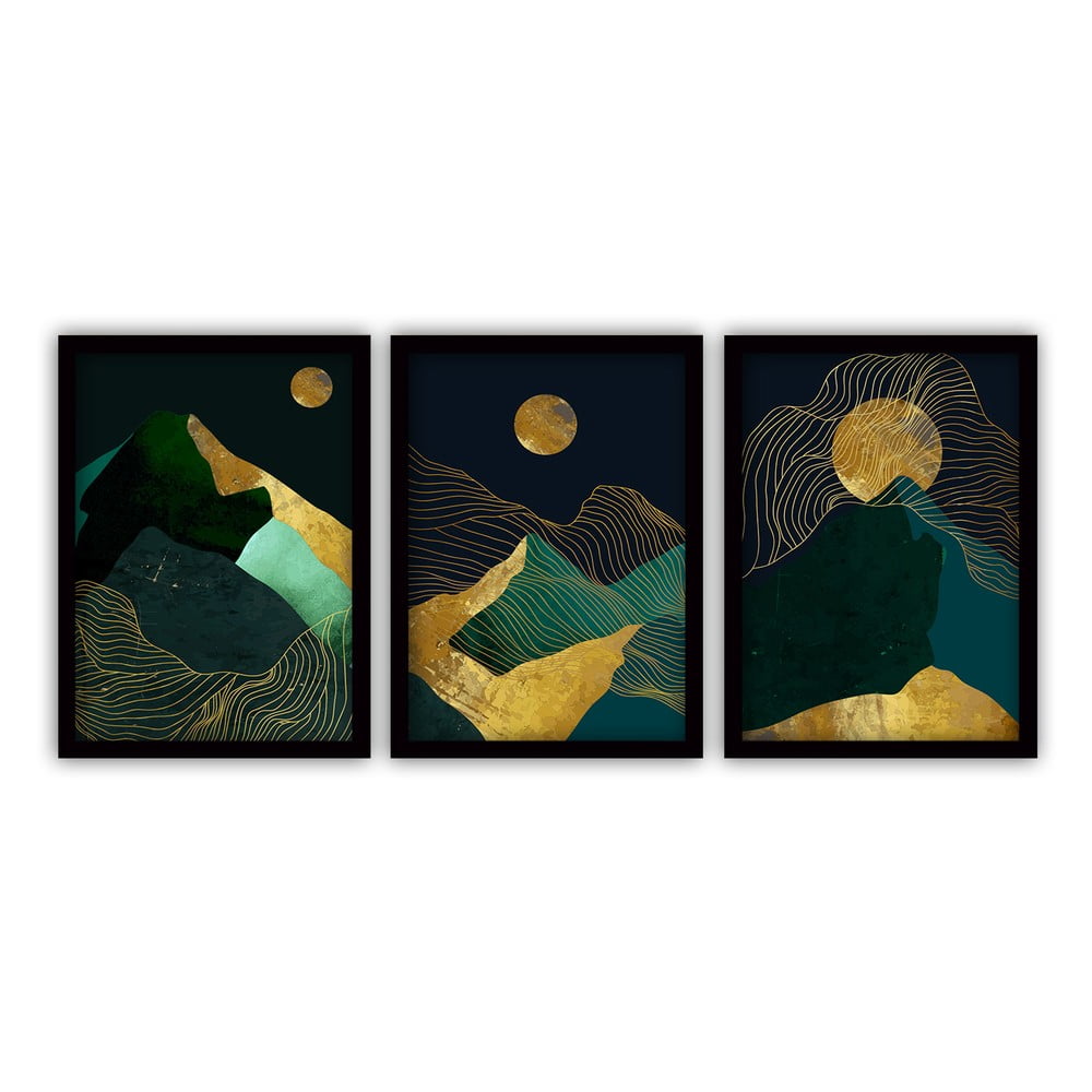 Set 3 tablouri cu ramă neagră Vavien Artwork Midnight, 35 x 45 cm bonami.ro