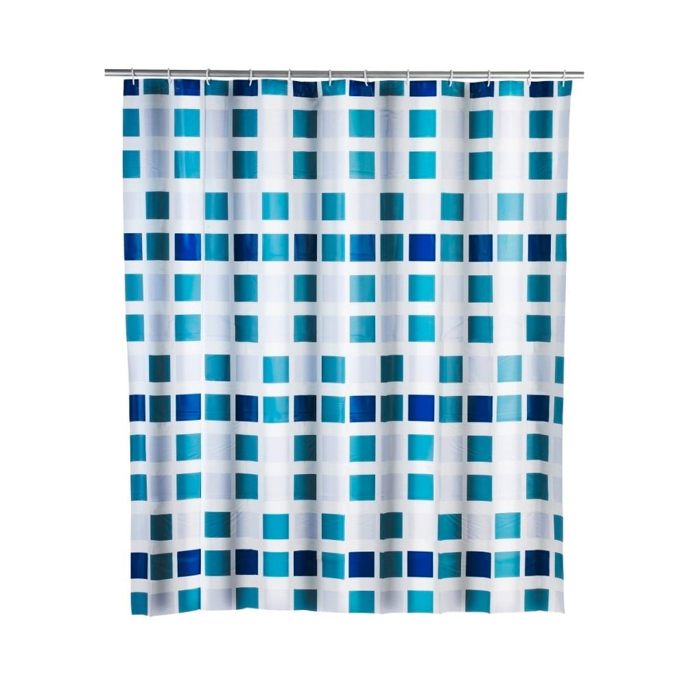 Perdea duș Wenko Mosaic, 180 x 200 cm, albastru bonami.ro