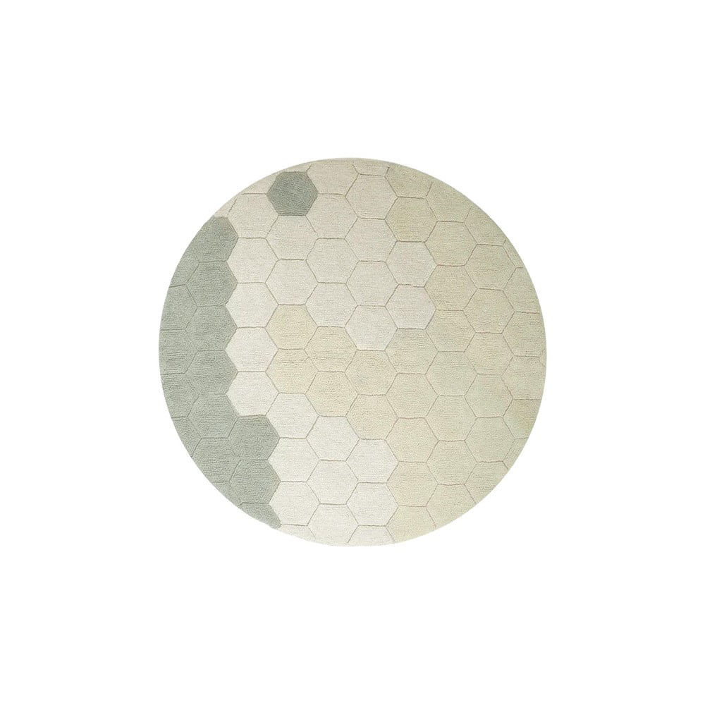 Covor verde deschis lavabil/țesut manual rotund din bumbac ø 140 cm Honeycomb Blue Sage – Lorena Canals