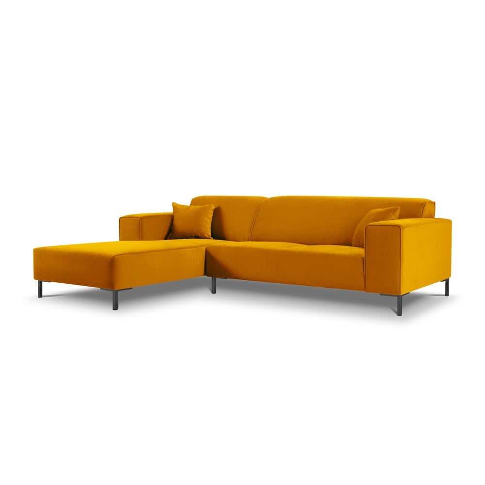 Colțar din catifea cu extensie pe partea stângă cosmopolitan design siena, galben