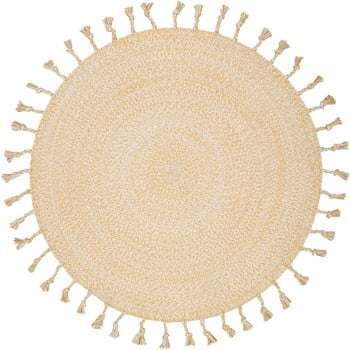 Covor din bumbac lucrat manual nattiot octave, ø 110 cm, bej