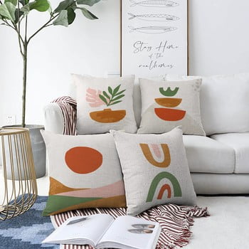 Set 4 fețe de pernă minimalist cushion covers succulent, 55 x 55 cm