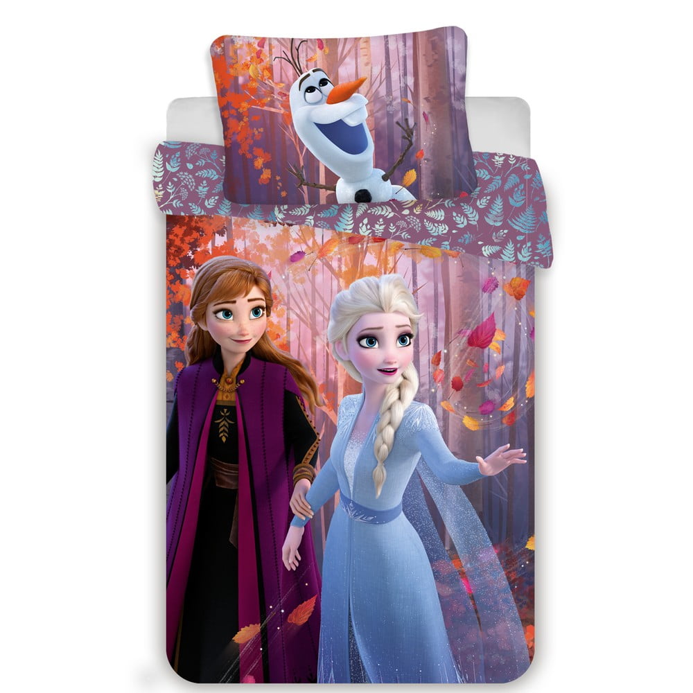 Lenjerie de pat pentru copii din bumbac pentru pat de o persoană 140x200 cm Frozen 