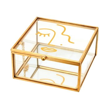 Cutie pentru bijuterii sass & belle abstract face, detalii aurii