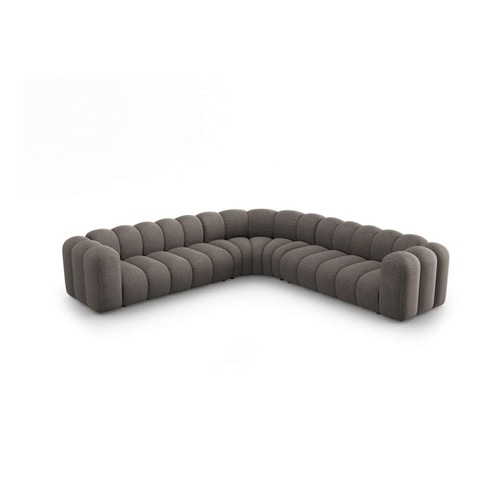 Colțar modular gri închis cu tapițerie din chenille Lupine – Micadoni