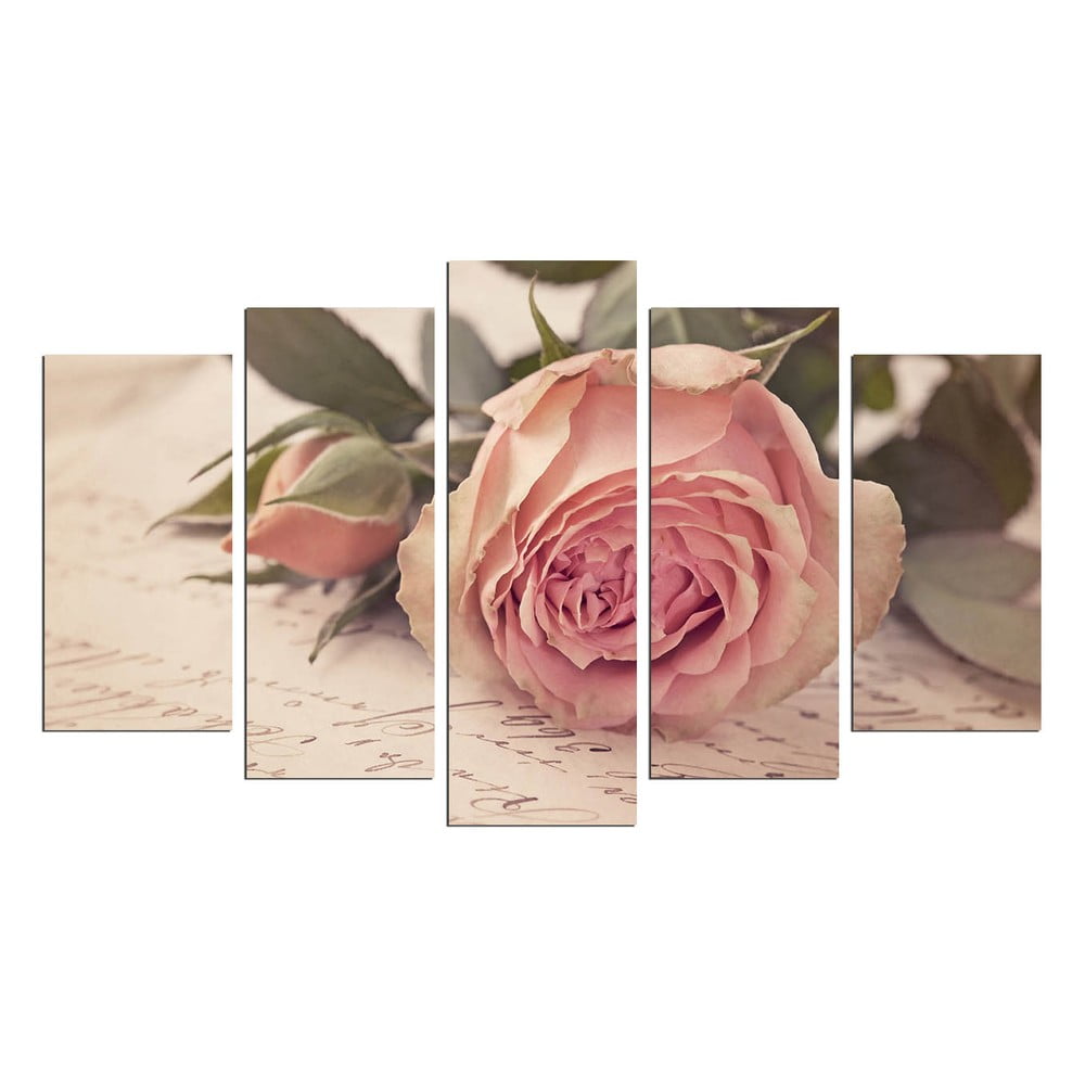 Tablou din mai multe piese Love Letter With A Rose, 110 x 60 cm bonami.ro imagine 2022