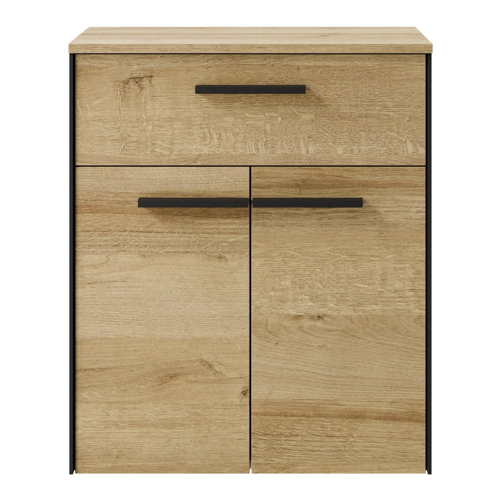 Dulap de baie în culoare naturală jos/suspendat cu aspect de lemn de stejar 72x60 cm Quickset 395 – Pelipal