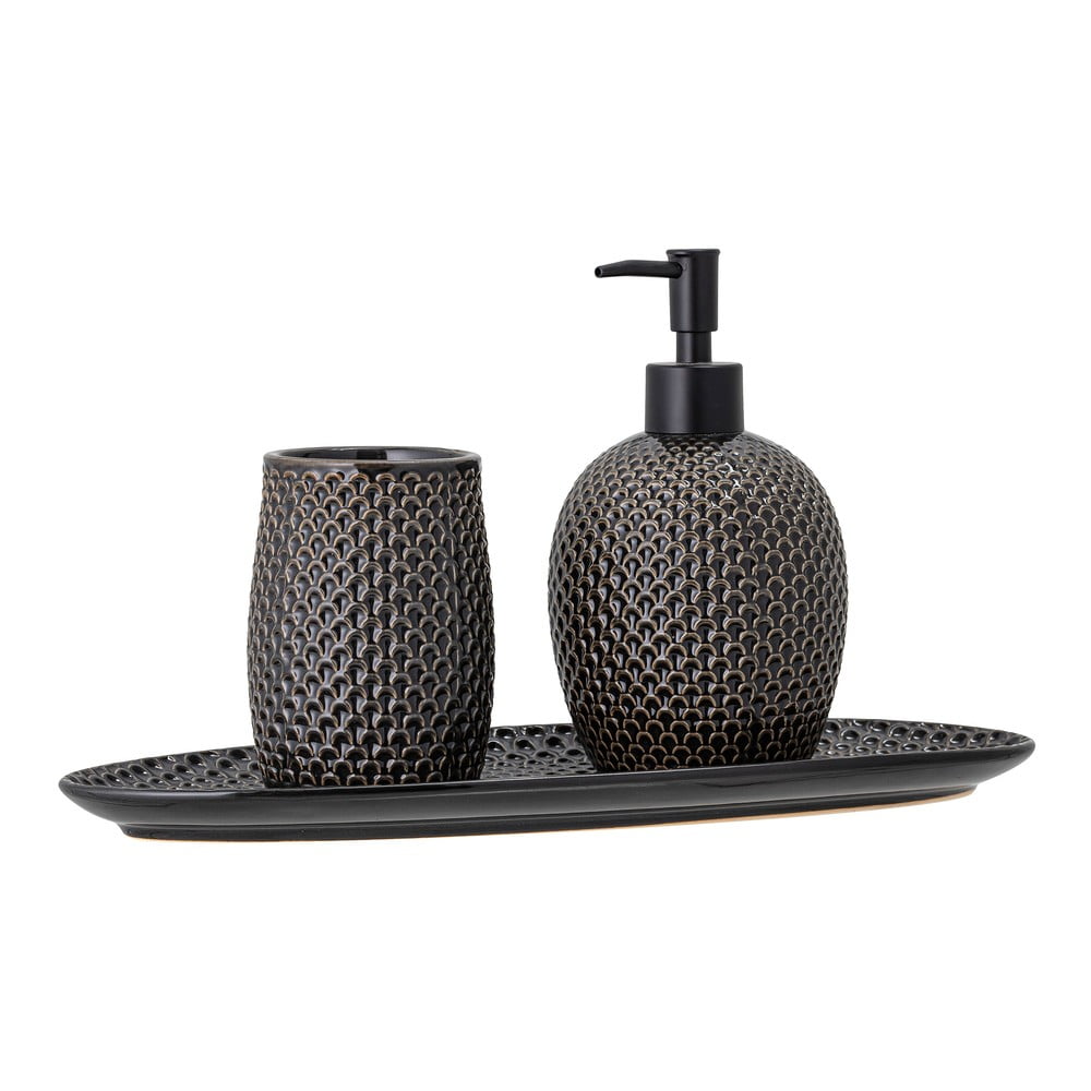 Set de accesorii de baie gri din gresie ceramică Hrin – Bloomingville