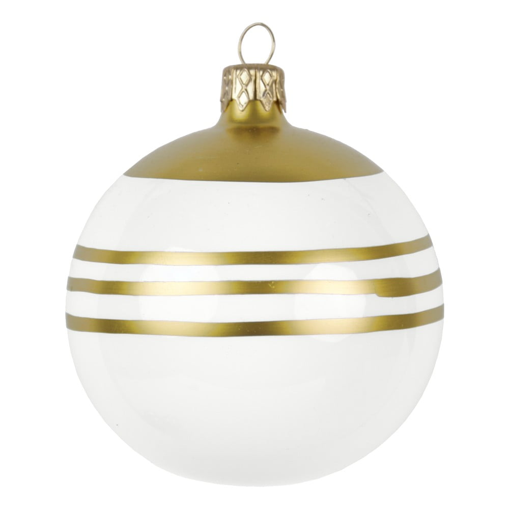 Set 3 globulețe albe-aurii din sticlă pentru Crăciun Ego Dekor albe-aurii pret redus