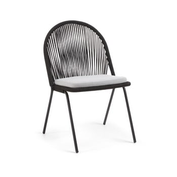 Scaun de grădină cu structură din oțel la forma stand, negru