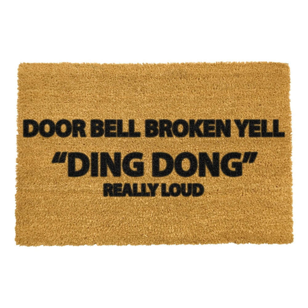 Covoraș intrare din fibre de cocos Artsy Doormats Yell Ding Dong, 40 x 60 cm Artsy pret redus