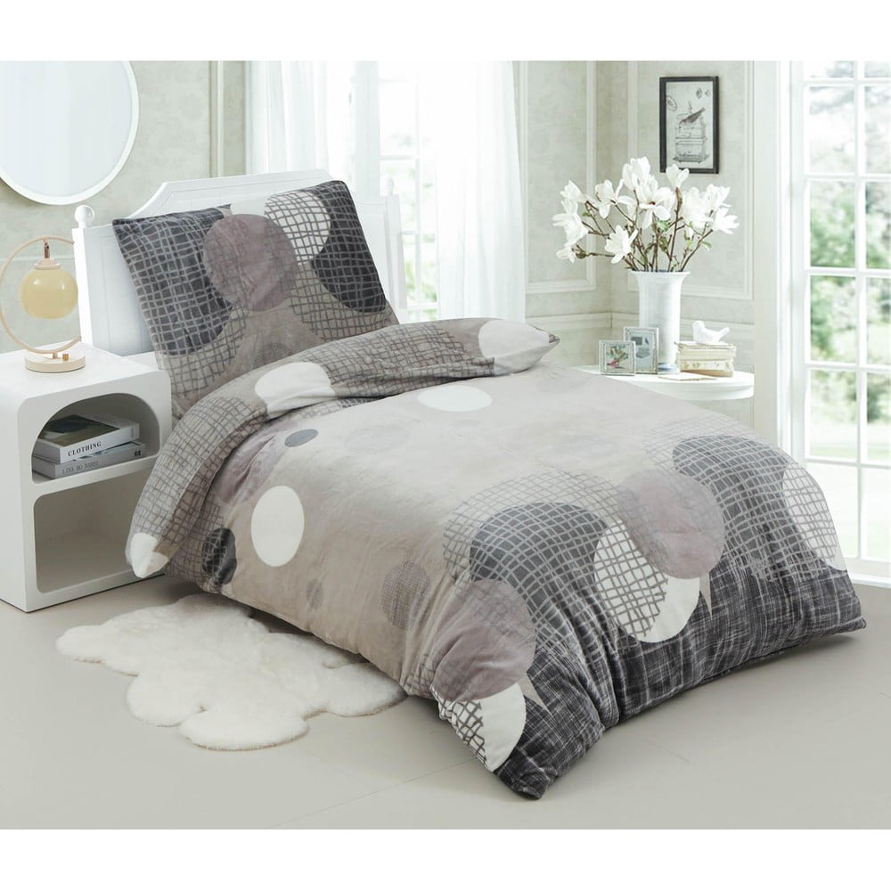 Lenjerie de pat gri din micropluș pentru pat de o persoană 140x200 cm Pompas – My House