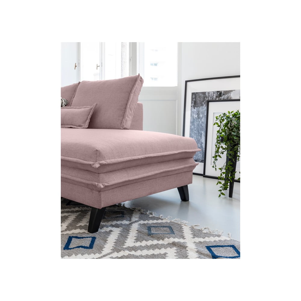 Canapea extensibilă în formă de „U” cu șezlong pe partea dreaptă Miuform Charming Charlie, roz pudră "U" imagine noua somnexpo.ro