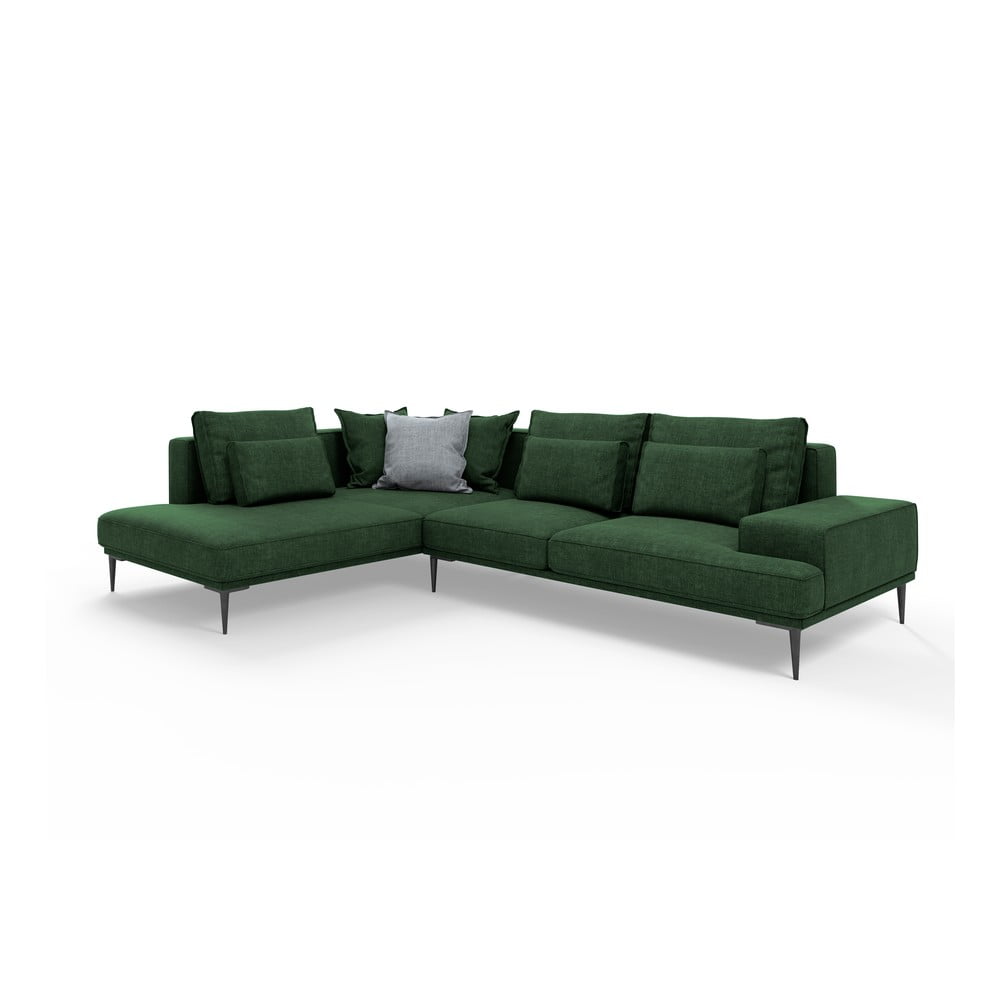 Canapea extensibilă cu șezlong stânga Interieurs 86 Liege, verde bonami.ro pret redus