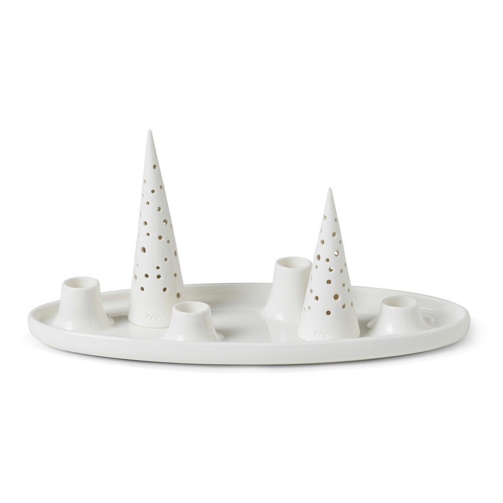 Suport pentru lumânări de Advent din ceramică Kähler Design Nobili, lungime 33 cm, alb