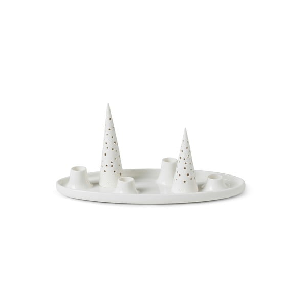 Suport pentru lumânări de Advent din ceramică Kähler Design Nobili, lungime 33 cm, alb