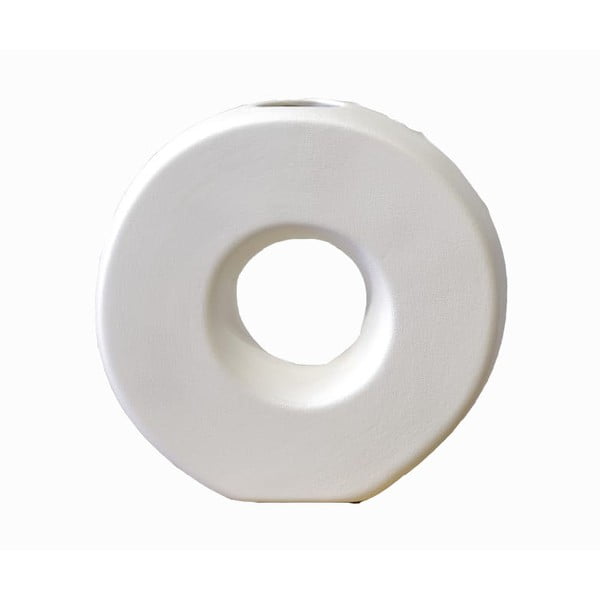 Vază din ceramică Rulina Donut, alb