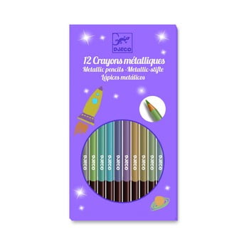 Set 8 creioane cu efect metalizat djeco
