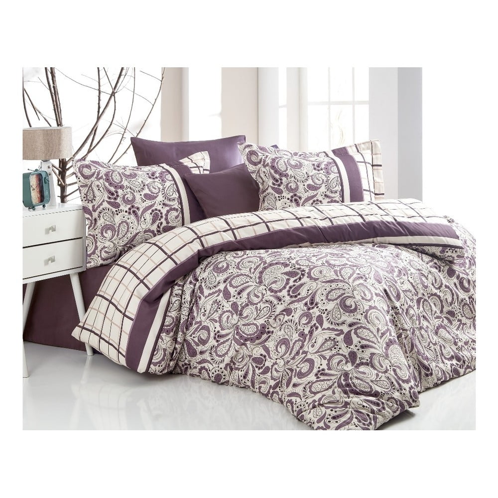 Set lenjerie de pat din bumbac pentru pat de o persoană Deluxe Satin Diane, 160 x 220 cm