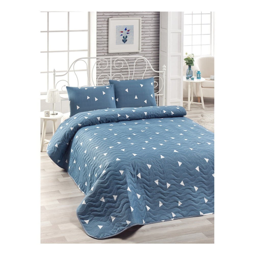 Set cuvertură de pat și față de pernă Mismo Cula, 160 x 220 cm, albastru bonami.ro imagine 2022