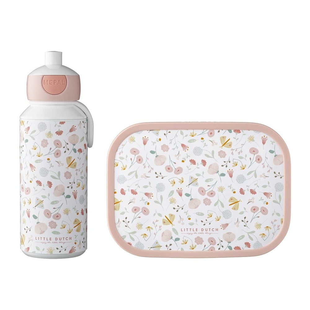 Cutie de gustări pentru copii cu sticlă Flowers & butterflies – Mepal