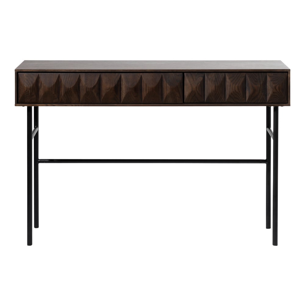 Masă consolă maro închis cu blat cu aspect de lemn de stejar 39x117 cm Latina – Unique Furniture