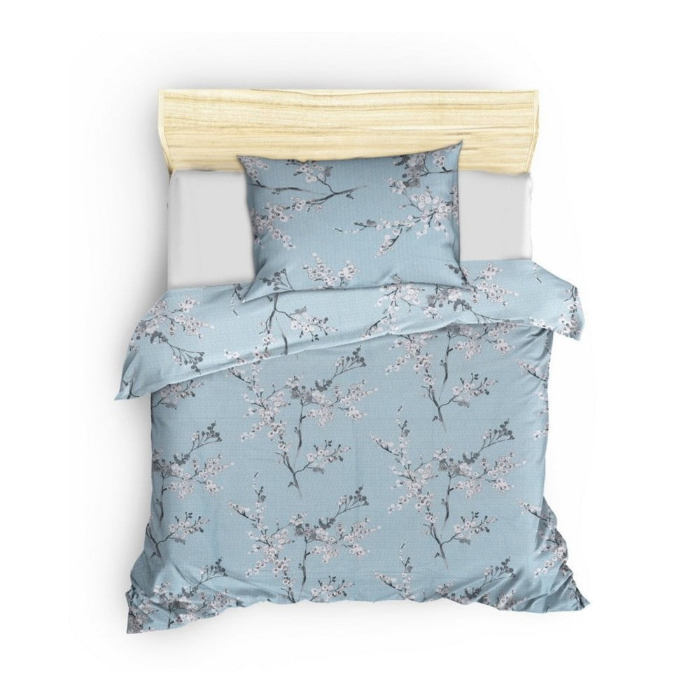  Lenjerie de pat albastră din bumbac pentru pat de o persoană 140x200 cm Chicory – Mijolnir 