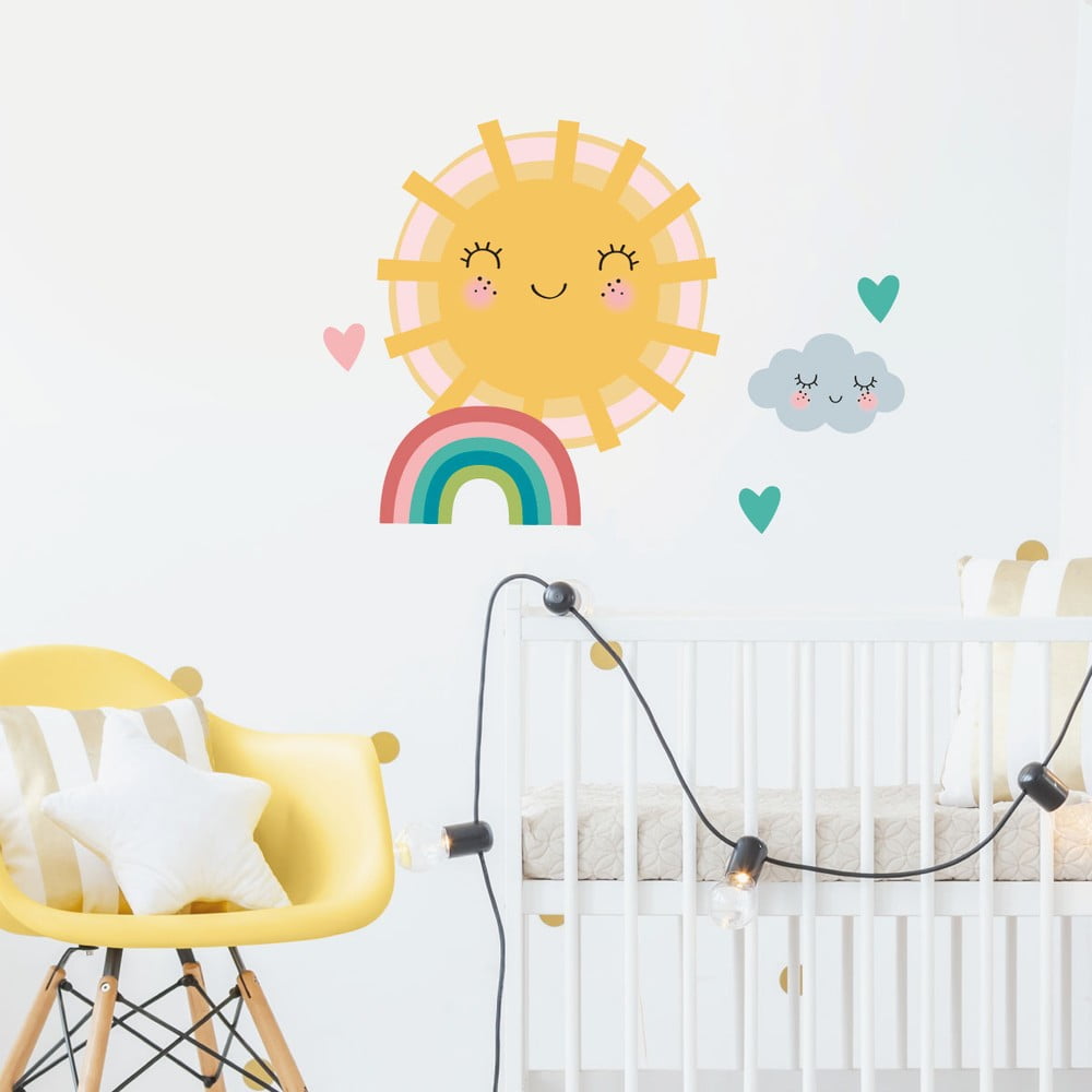 Set autocolante pentru perete Ambiance Sun, Clound and Rainbow Ambiance imagine 2022