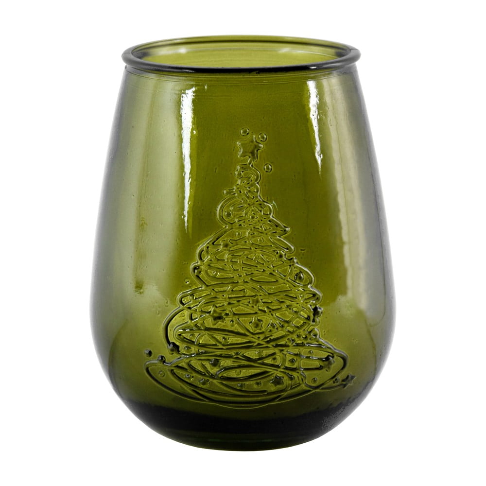 Poza Vaza verde din sticla cu motiv de Craciun Ego Dekor Arbol de Navidad, inaltime 13 cm