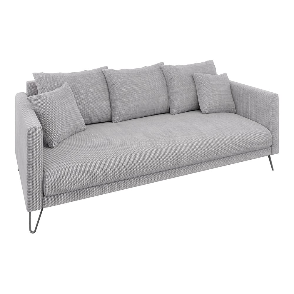 Canapea gri deschis cu tapițerie din chenille 200 cm Freya – Ropez