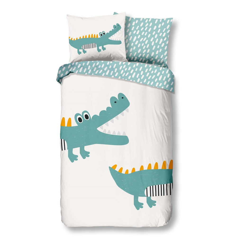 Lenjerie de pat din bumbac pentru copii Good Morning Crocodile, 140 x 220 cm bonami.ro