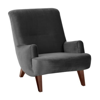 Fotoliu max winzer brandford suede antracit, cu picioare maro