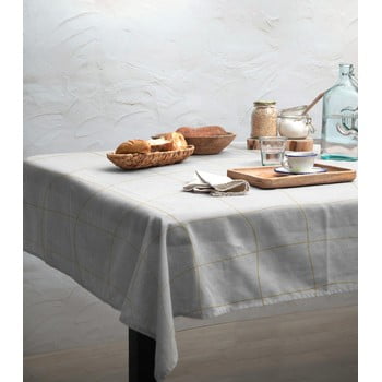 Față de masă linen couture beige lines, 140 x 140 cm