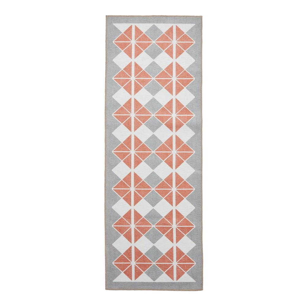 Covor tip traversă portocaliu-gri lavabil 76x230 cm Victoria Orange – Think Rugs