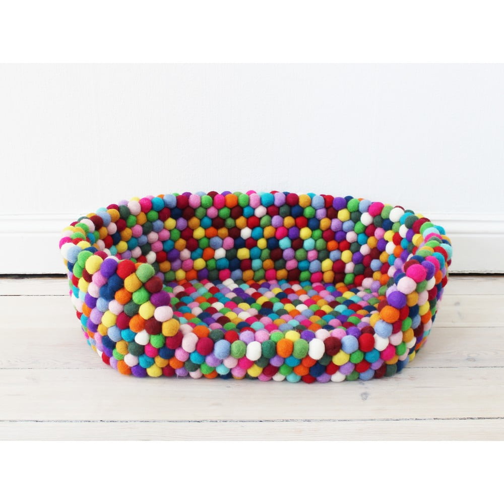 Pat cu bile din lână, pentru animale de companie Wooldot Ball Pet Basket Multi, 40 x 30 cm