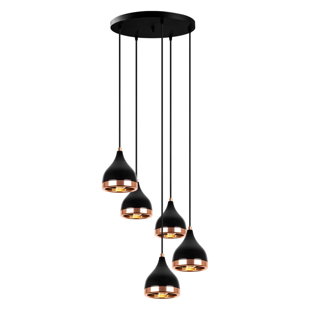 Lustră neagră/arămie cu abajur din metal ø 43 cm Yildo – Opviq lights