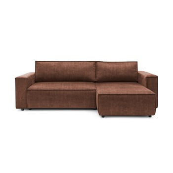 Colțar extensibil reversibil cu husă din imitație din piele bobochic paris nihad, maro