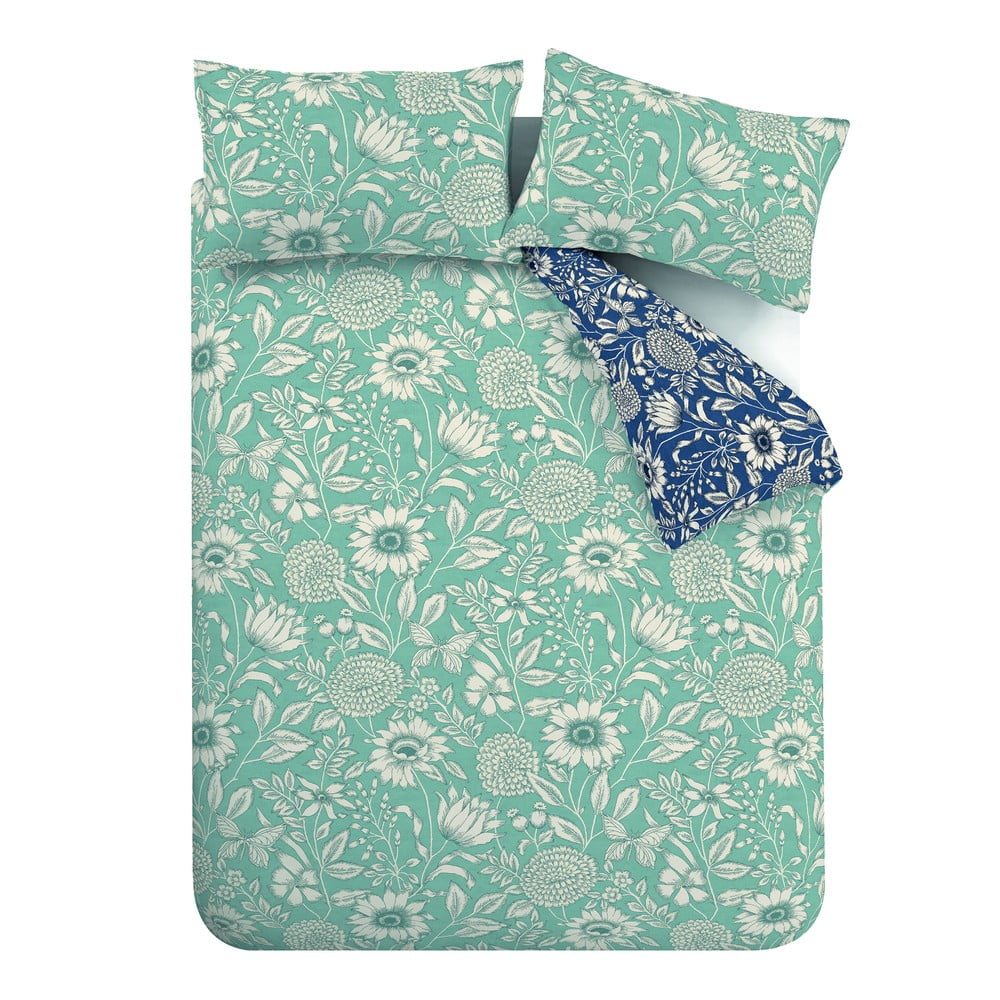 Lenjerie de pat verde-albastru 200x135 cm Tapestry Floral - Catherine Lansfield