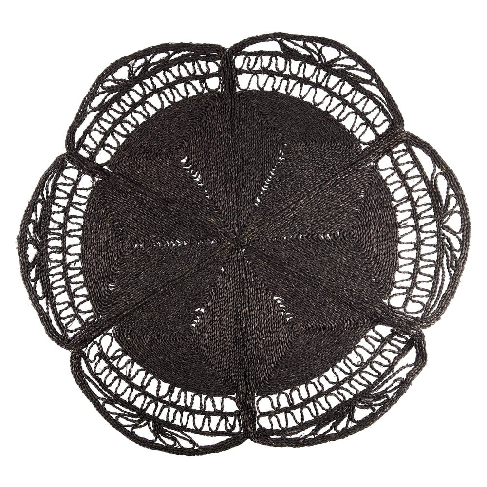 Covor negru rotund ø 150 cm flower – jardin d'ulysse