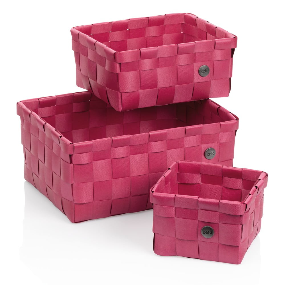 Set 3 coșuri de depozitare kela neo, roz