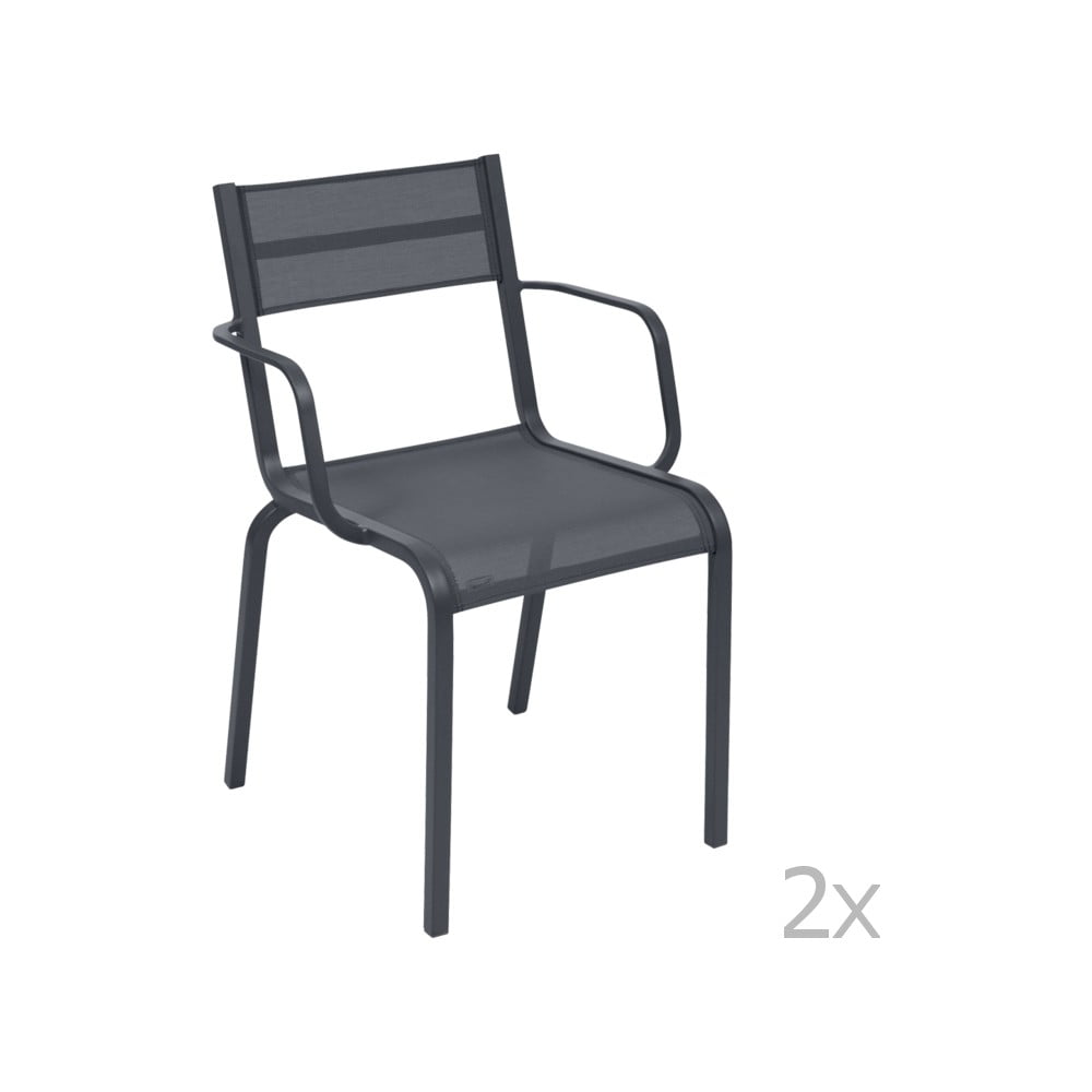 Set 2 scaune de grădină Fermob Oléron Arms, gri antracit