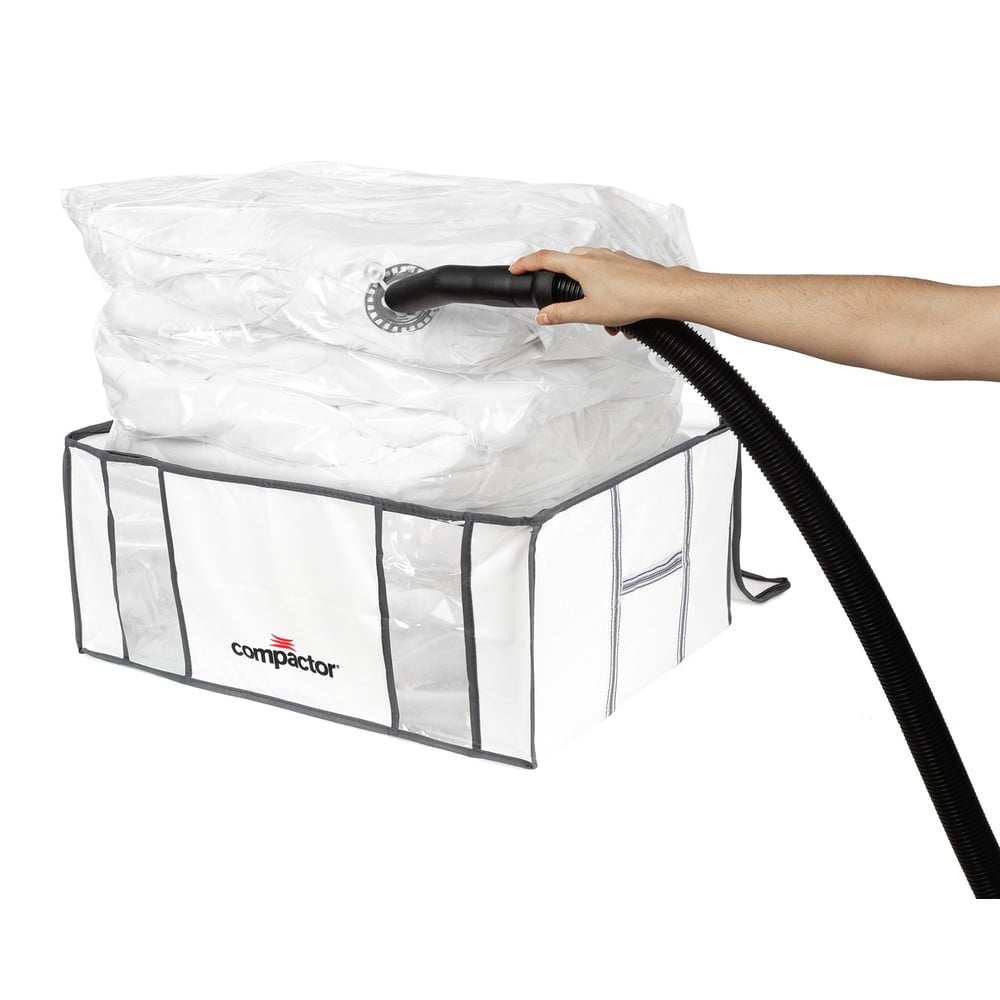 Cutie de depozitare pentru haine din material textil cu vacuum/cu pereți întăriți 65x45x26,5 cm Life – Compactor