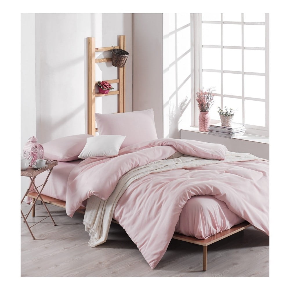 Lenjerie de pat cu cearșaf Meruna, 200 x 220 cm, roz deschis bonami.ro