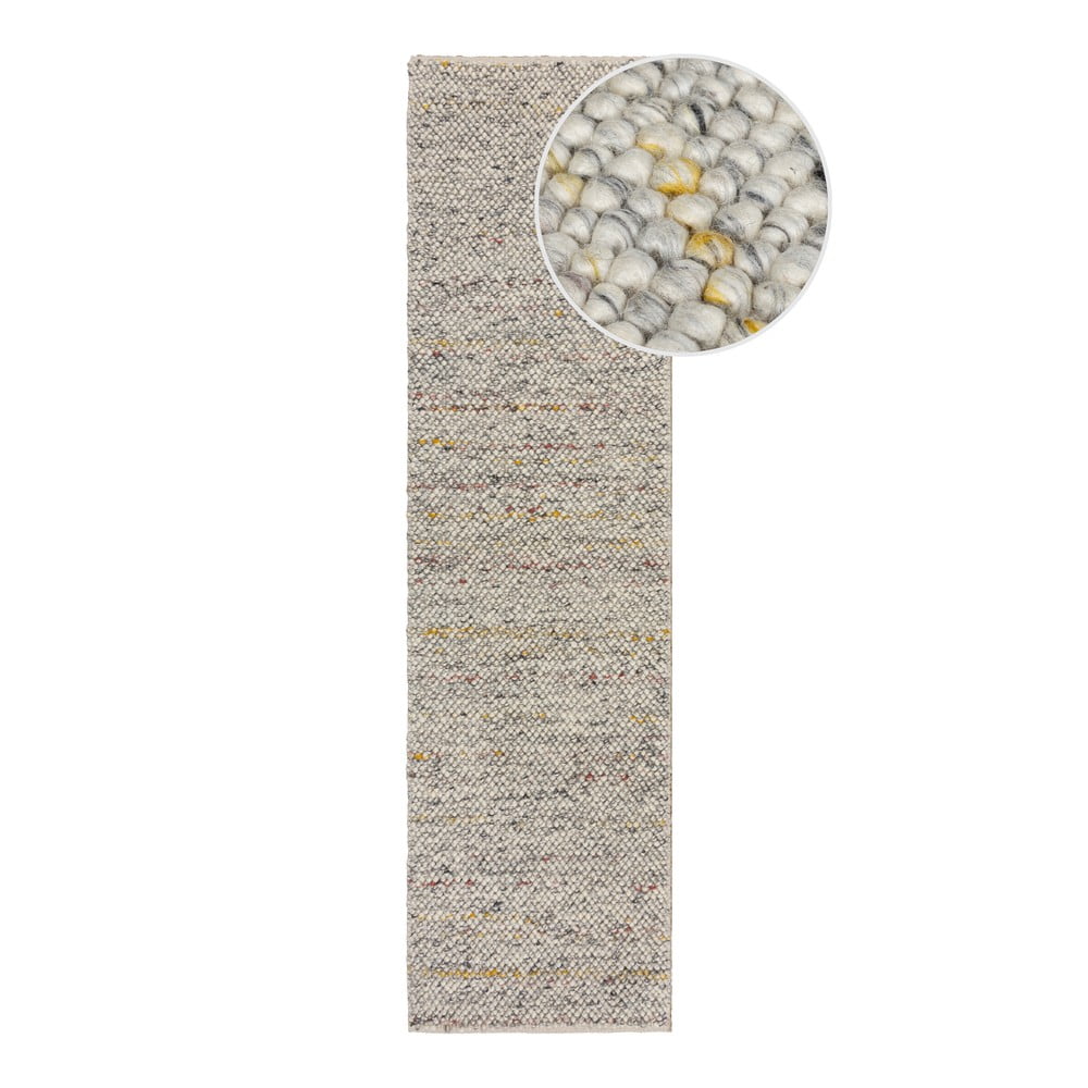 Covor tip traversă crem țesut manual din amestesc de lână 60x230 cm Minerals – Flair Rugs