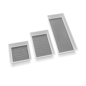 Set 3 organizatoare pentru tacâmuri addis, gri-alb