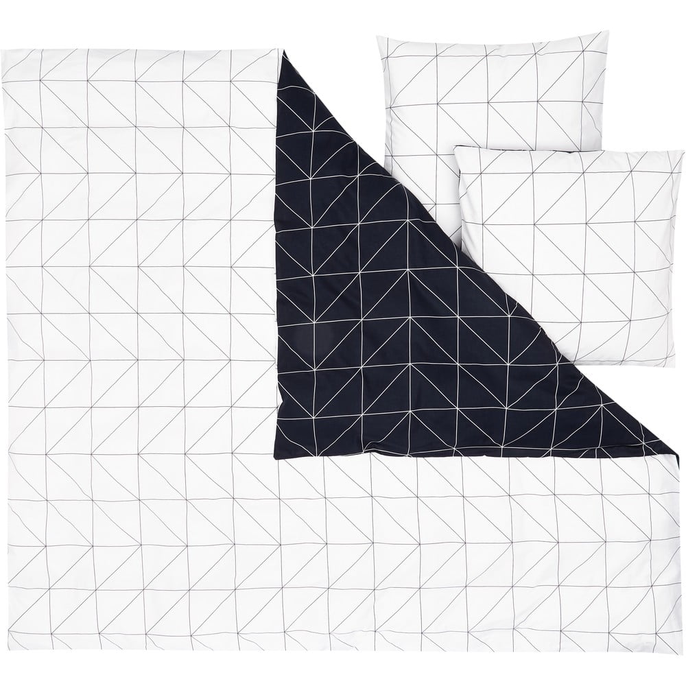 Lenjerie de pat din bumbac ranforce by46 marla, 200 x 200 cm, alb-negru