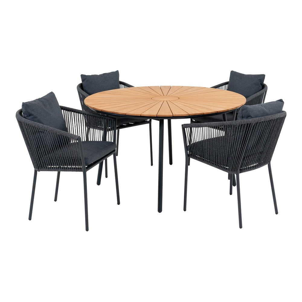 Set de dining pentru grădină negru/în culoare naturală pentru 4 persoane Cleveland and Salermo – House Nordic