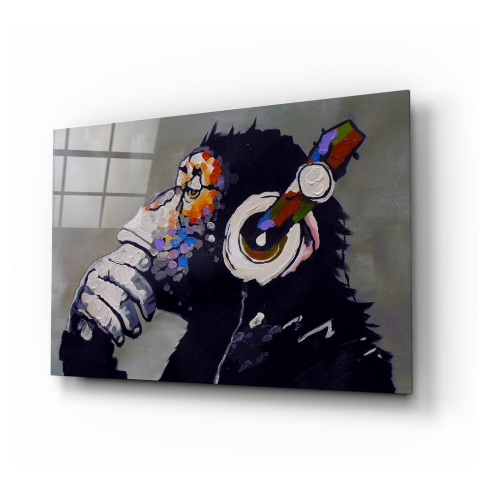 Tablou din sticlă Insigne Thinking Monkey, 110 x 70 cm bonami.ro